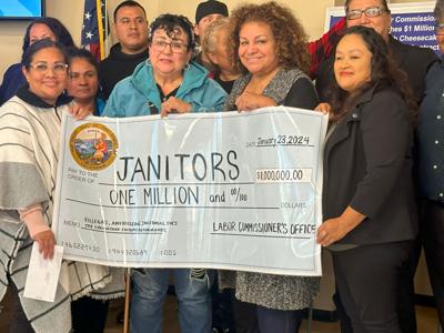 Janitors received the $1 million check
