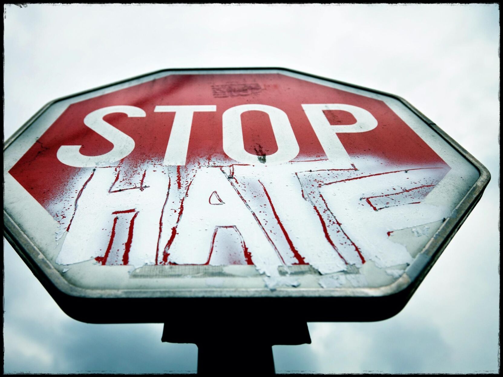 Stop hate-sign on Storm Clouds