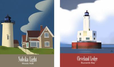 falmouth lighthouses artist cape capenews renderings brings unique garison ledge weiland nobska cleveland among rendered series light