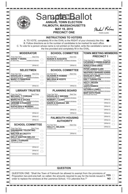 Sample Ballots For Falmouth May 19 2015 Falmouth News