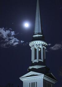 Jupiter, The Moon And The First Church Steeple In Sandwich