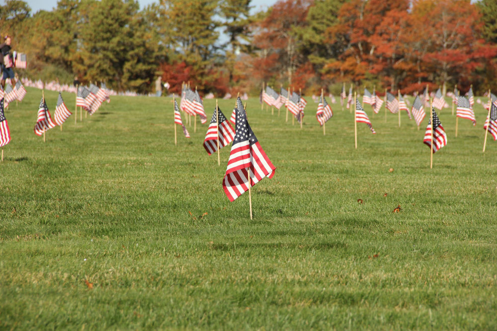 Volunteers Plant Thousands Of Flags At National Cemetery For Flags For