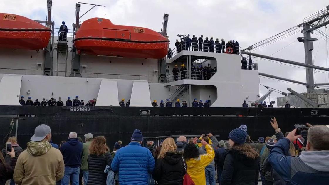 The T.S. Kennedy Leaves Mass Maritime For Sea Term Bourne