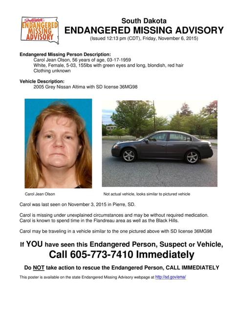 Pierre Woman Declared Missing Local News Stories Capjournal Com