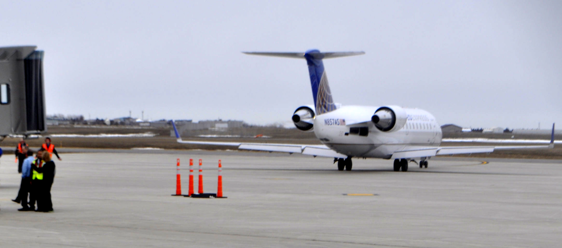 first skywest jet at Pierre for takeoff