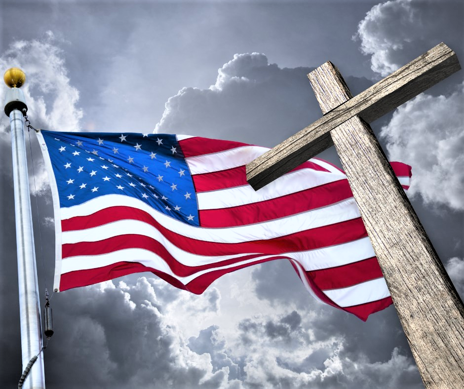 death and us flag cross