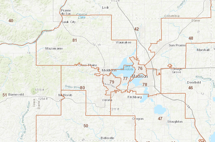 2024 Wisconsin Assembly districts in Dane County