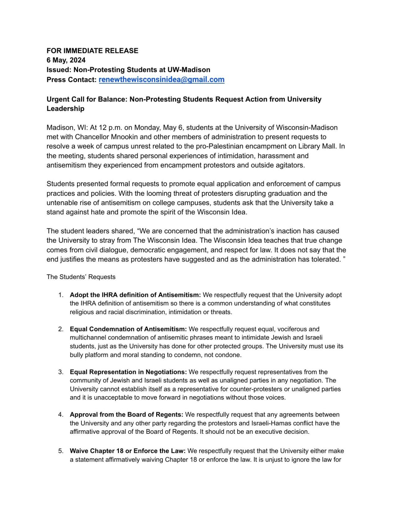 UW Students Call For Balance | | captimes.com