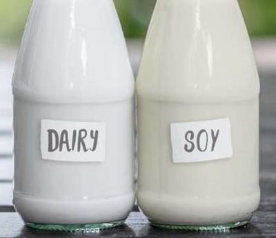 Dairy and soy milk side by side (copy)