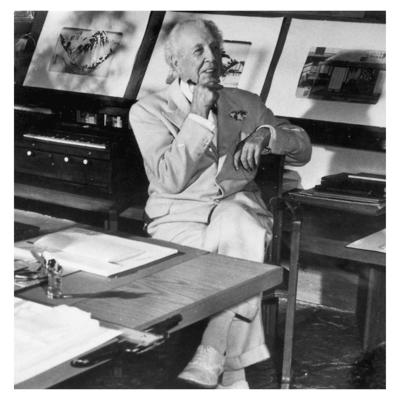 Frank Lloyd Wright in studio