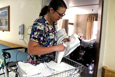 Delivering towels at Randolph Health Services (copy)