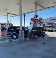 Man charged with DWI after SUV takes out gas pumps, fire hydrant in Morehead City
