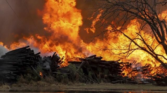 Large fire battled at industrial facility in Wayne County