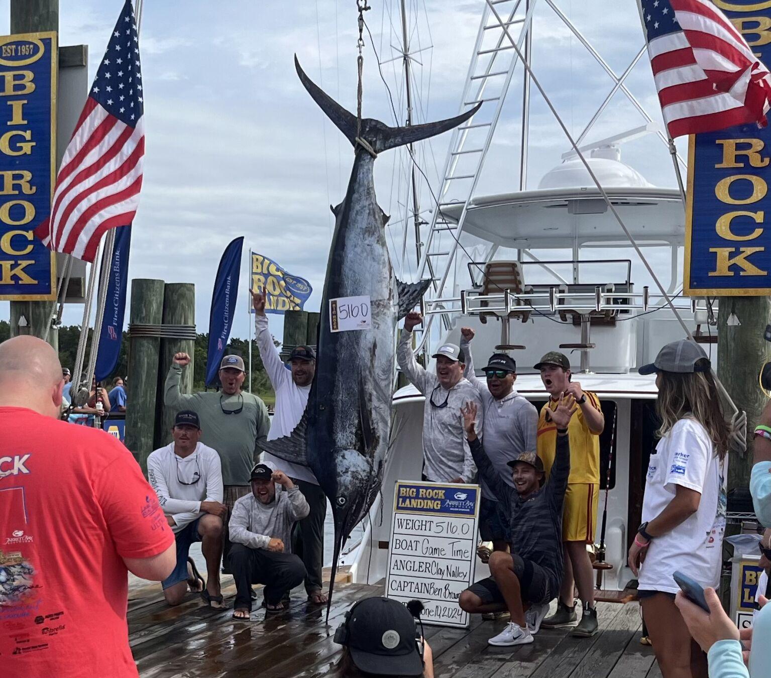 Game Time still safe with three undersized blue marlin at docks; Pipe Down ETA is 630 p.m. as