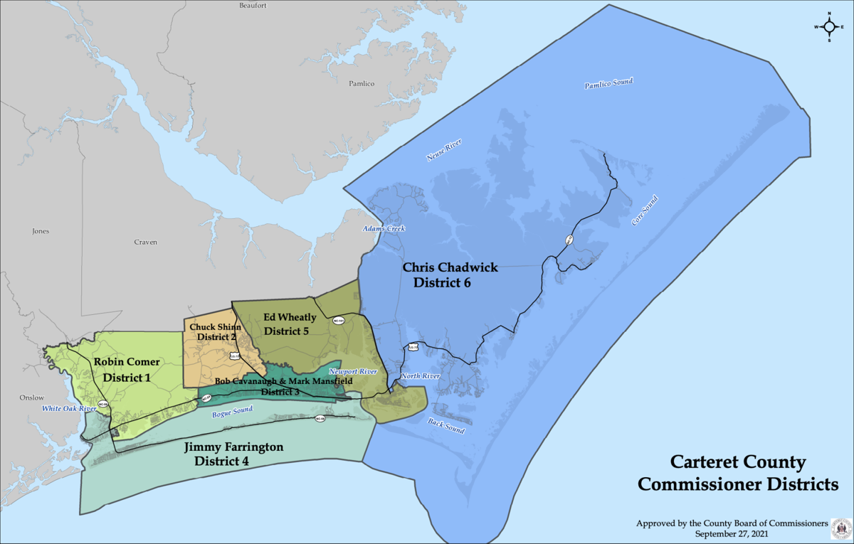 Map Of Carteret County Nc Carteret County Adopts New Electoral District Maps Based On 2020 Census  Population | News | Carolinacoastonline.com
