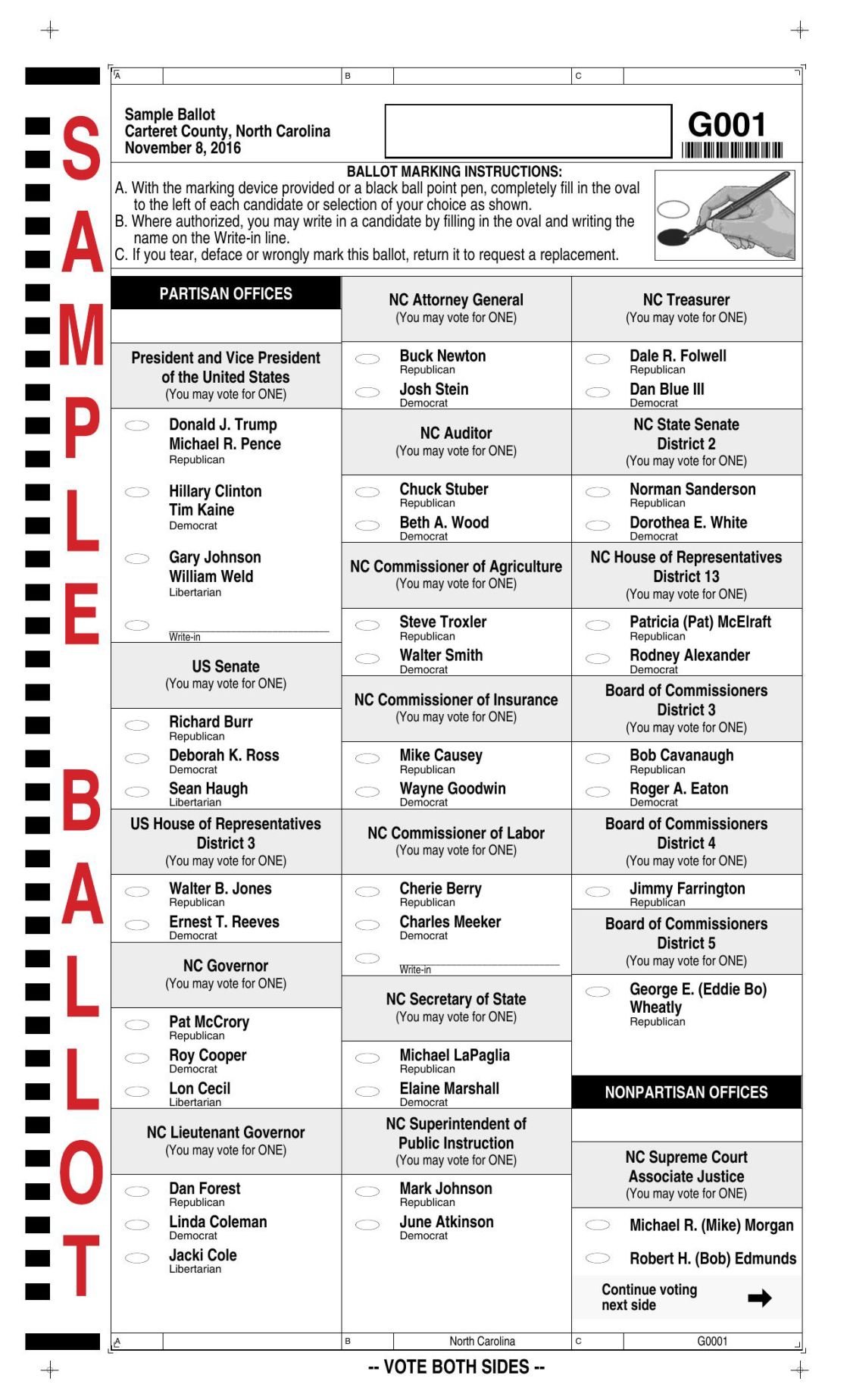 GENERAL ELECTION 2016 SAMPLE BALLOT ALL COUNTY
