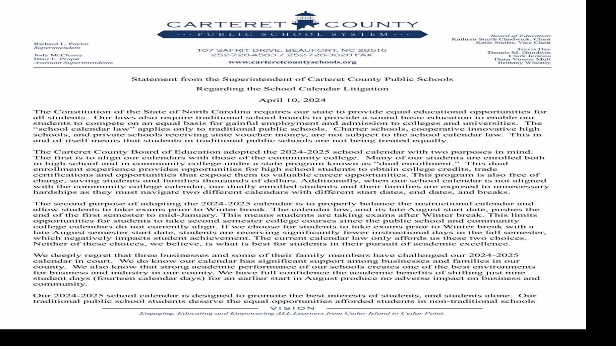 County parents, businesses file suit against school board over alternative  calendar adopted in December | News | carolinacoastonline.com