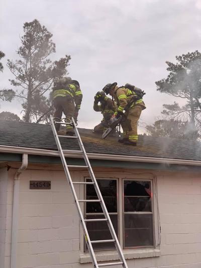 Firefighters respond to blaze at duplex Monday morning
