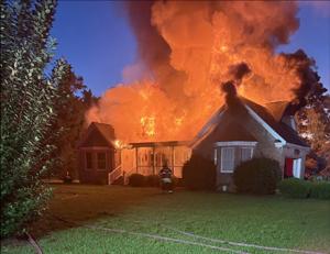 Early morning fire destroys Harlowe home; no injuries reported