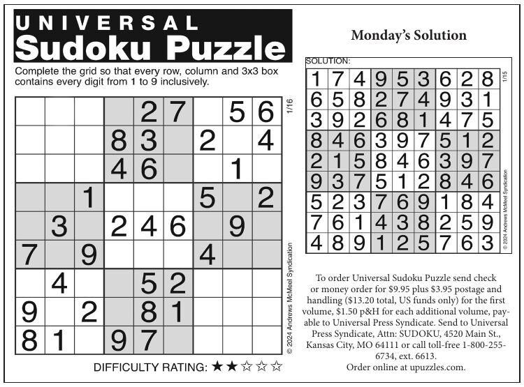 0116 sudoku | Sudoku | cecildaily.com