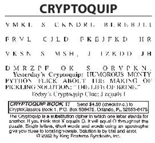 Free Printable Cryptoquip Puzzles