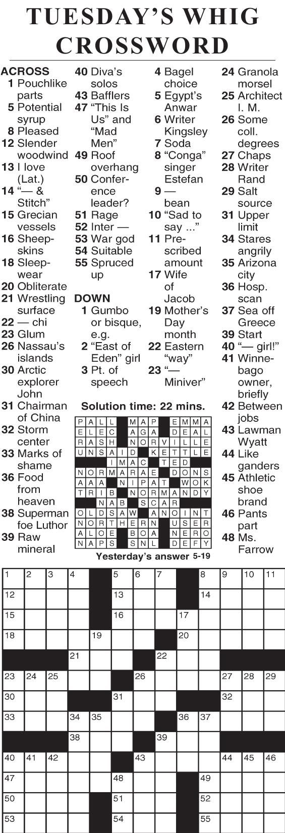 0519 crossword Crosswords cecildaily com