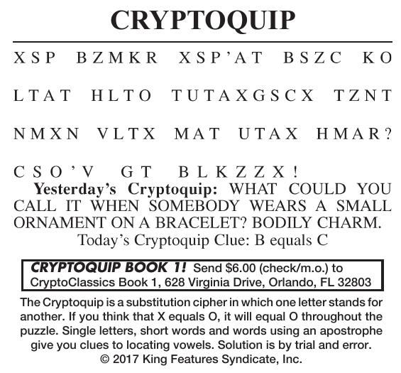 匿名 011118 cryptoquip | Cryptoquip | cecildaily.com