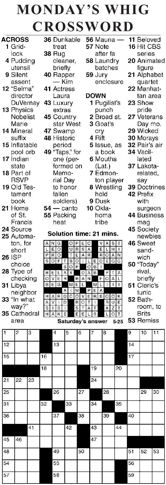 0525 crossword | Crosswords | cecildaily.com
