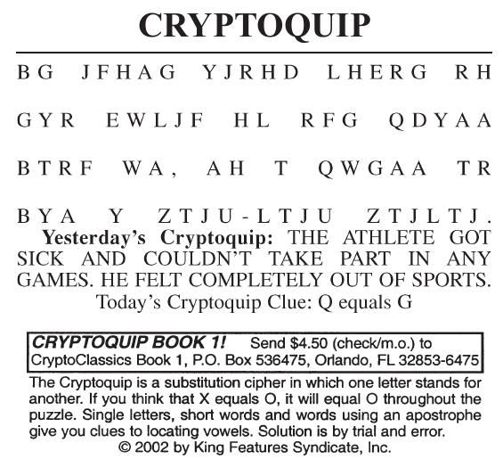Printable Cryptoquips Printable Word Searches