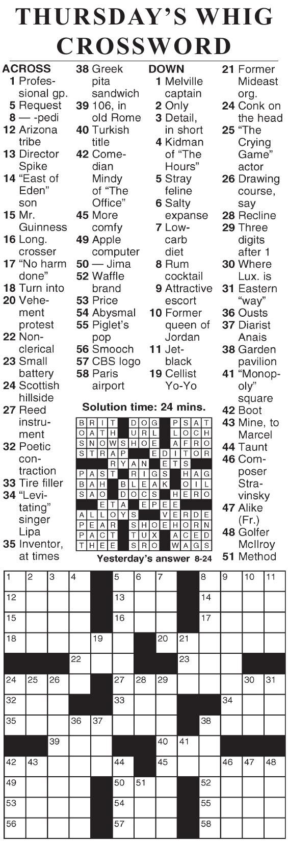 0824 crossword Crosswords cecildaily com