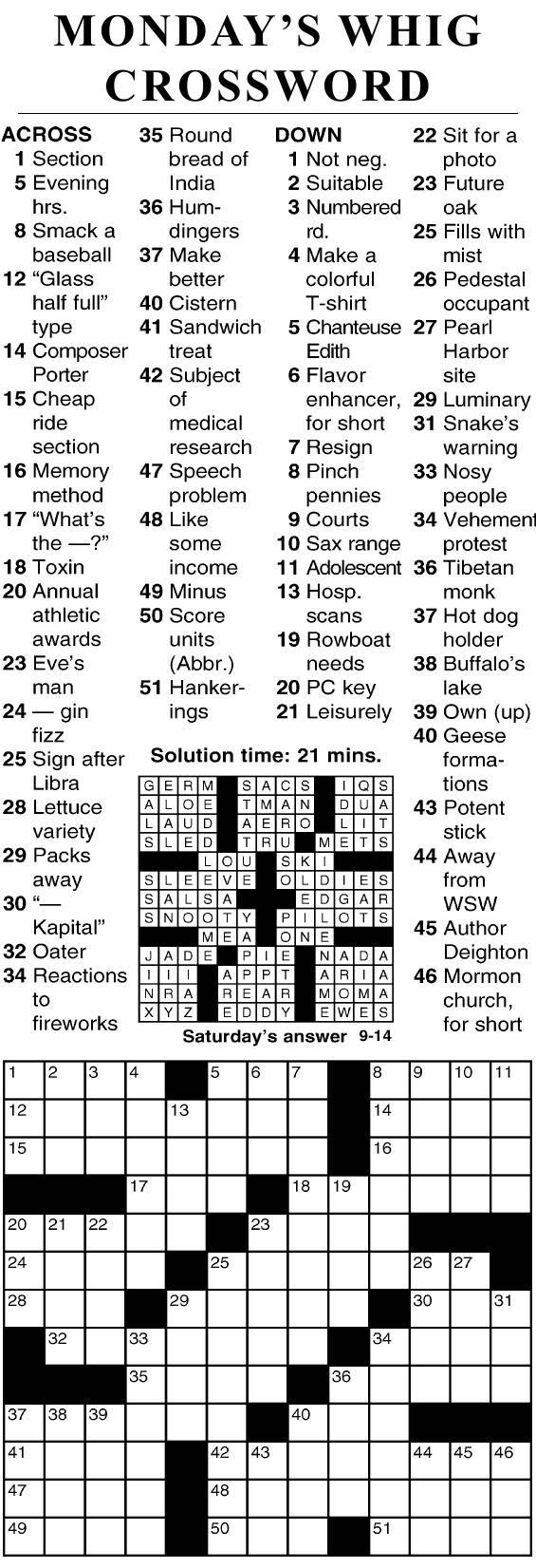 0914 crossword Crosswords cecildaily com