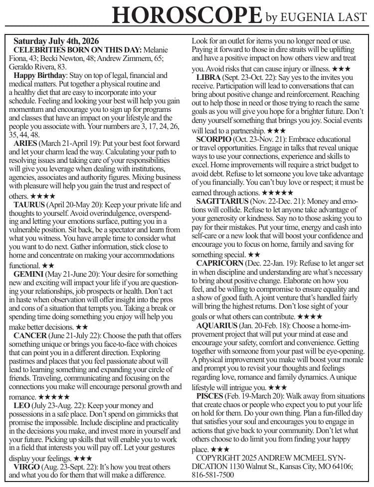 0704 horoscope | Horoscopes | cecildaily.com