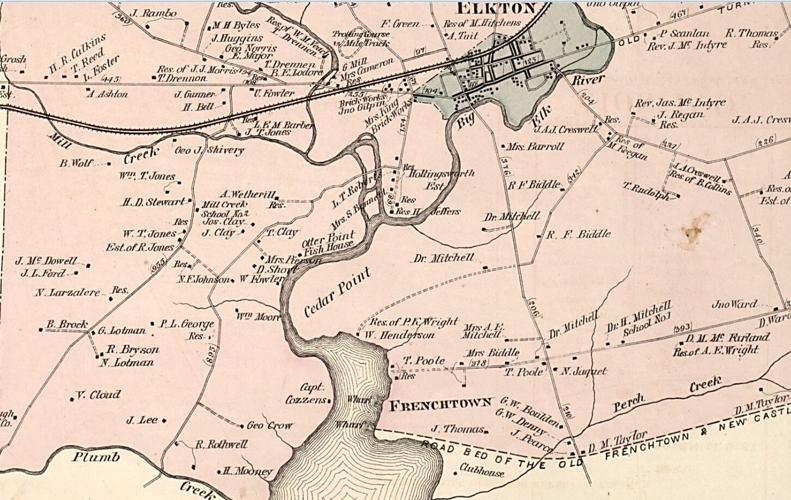 Inset map of Cecil County showing Elk Channel (Lake, Griffing & Stevenson c.1877)