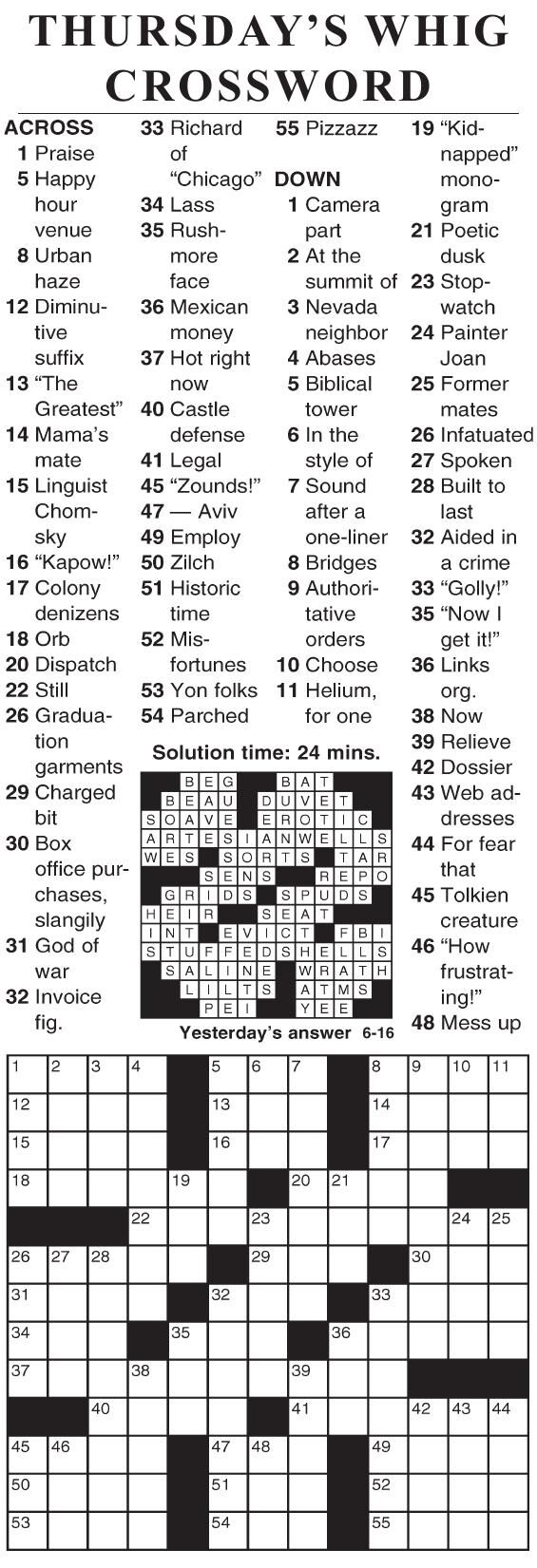 0616 crossword Crosswords cecildaily com