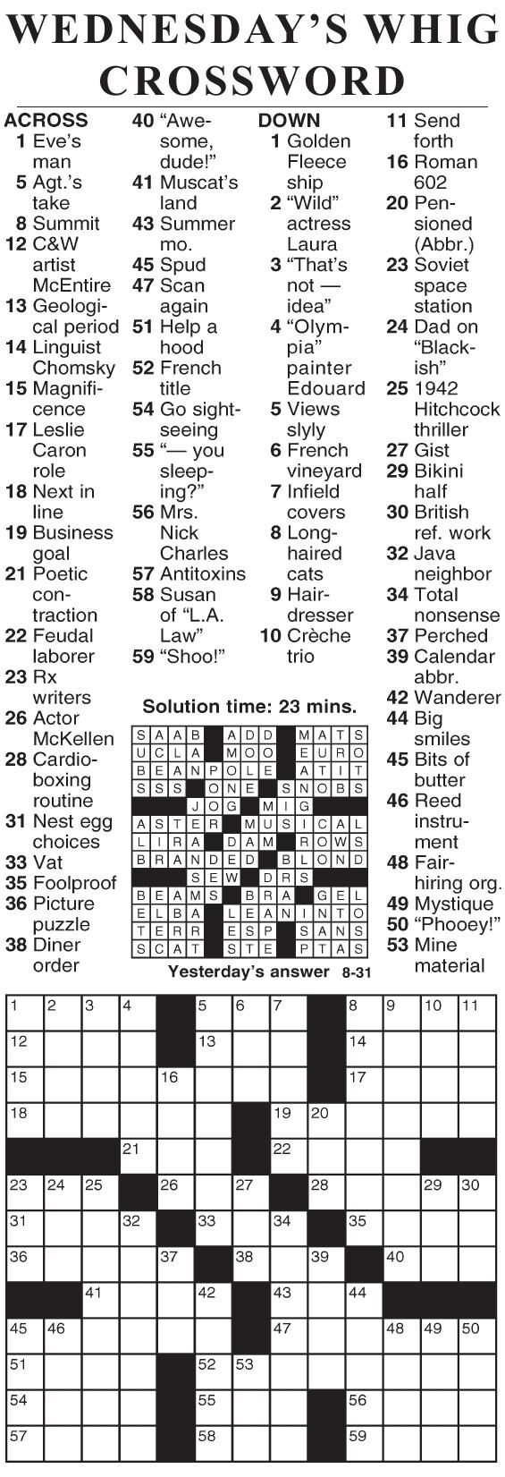 0831 crossword Crosswords cecildaily com