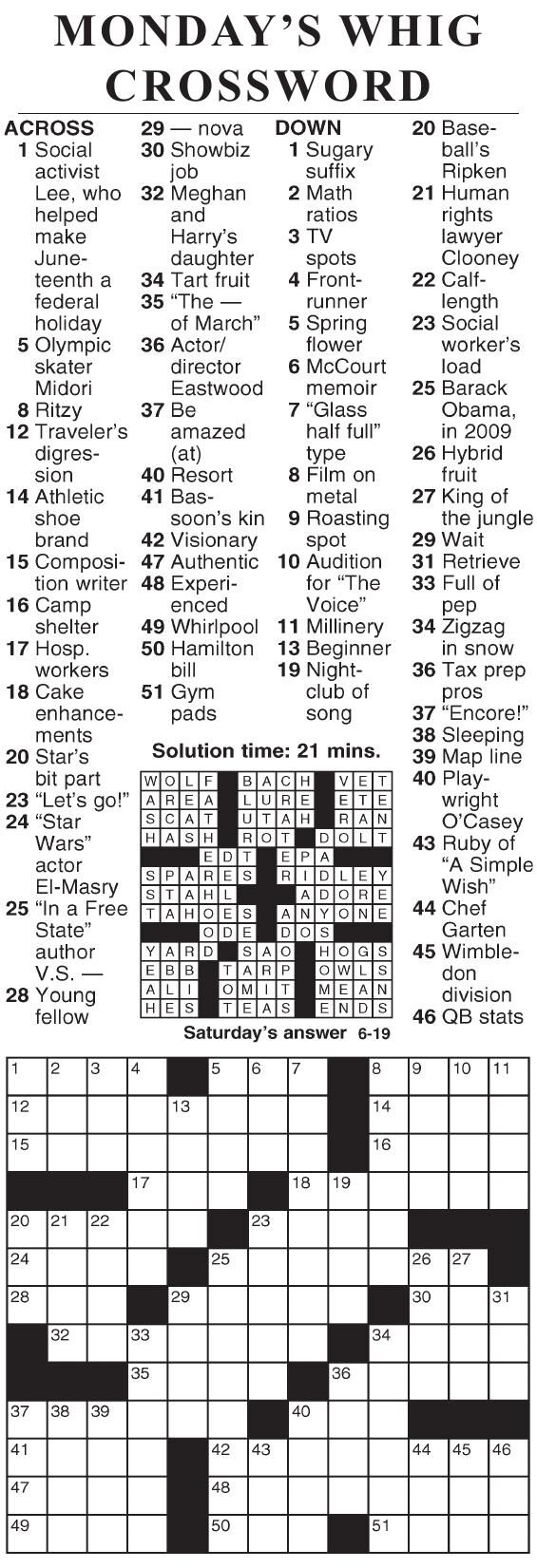 0619 crossword Crosswords cecildaily com