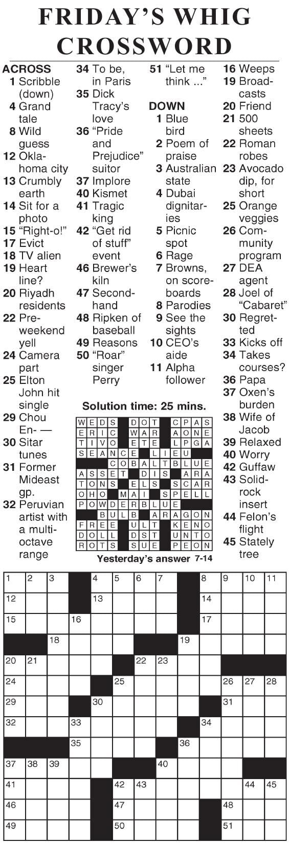 0714 crossword | Crosswords | cecildaily.com