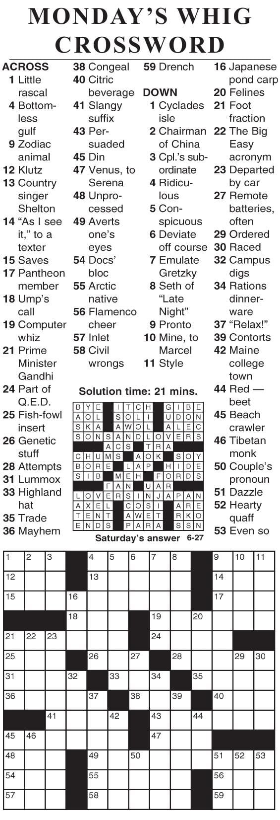 0627 crossword Crosswords cecildaily com