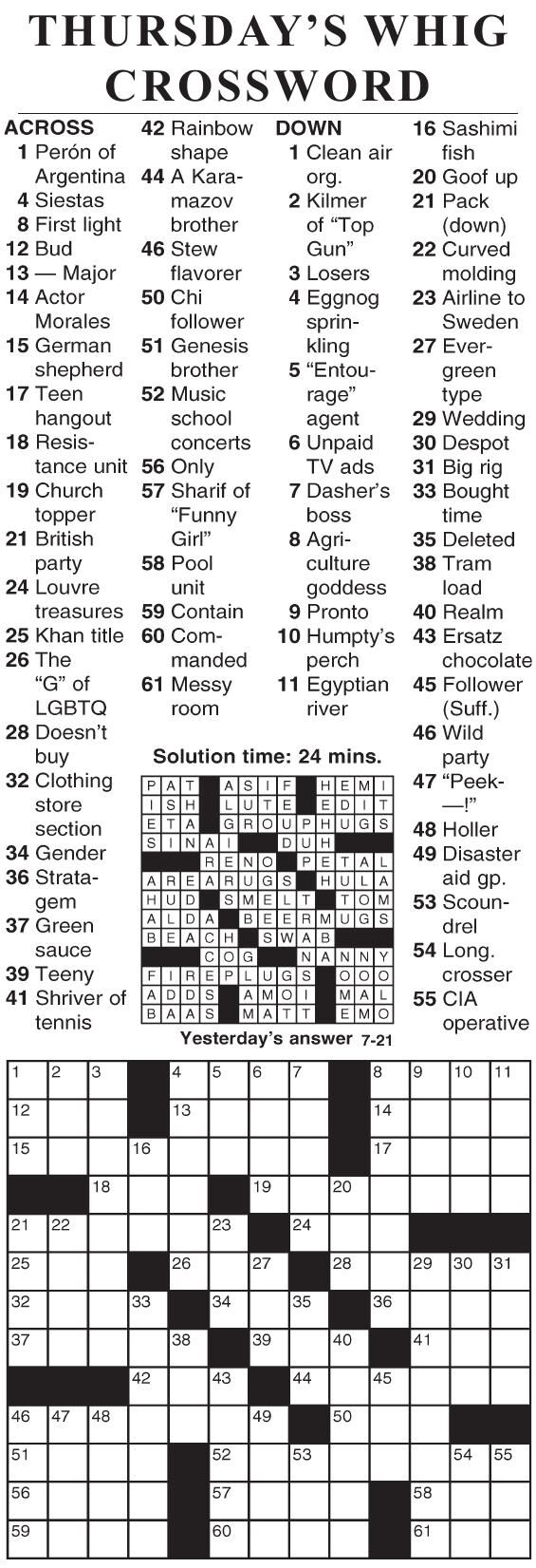 0721 crossword Crosswords cecildaily com