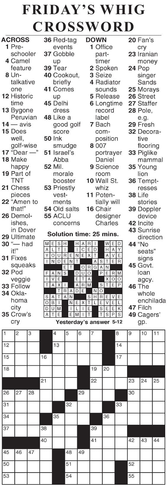 0512 crossword Crosswords cecildaily com