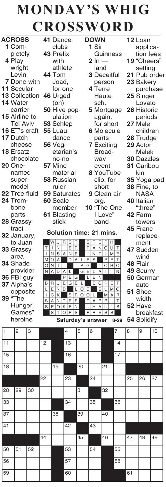 0829 crossword | Crosswords | cecildaily.com