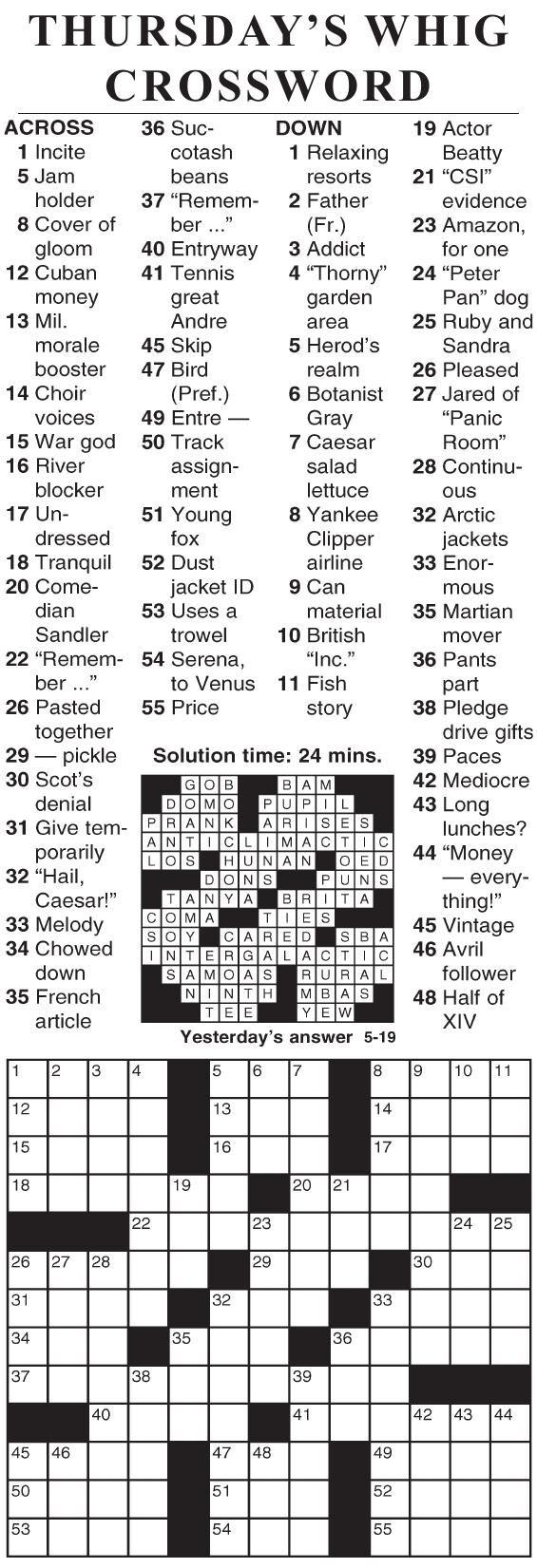 0519 crossword Crosswords cecildaily com