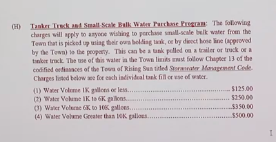 Rising Sun sets fee schedule for small scale bulk water purchase