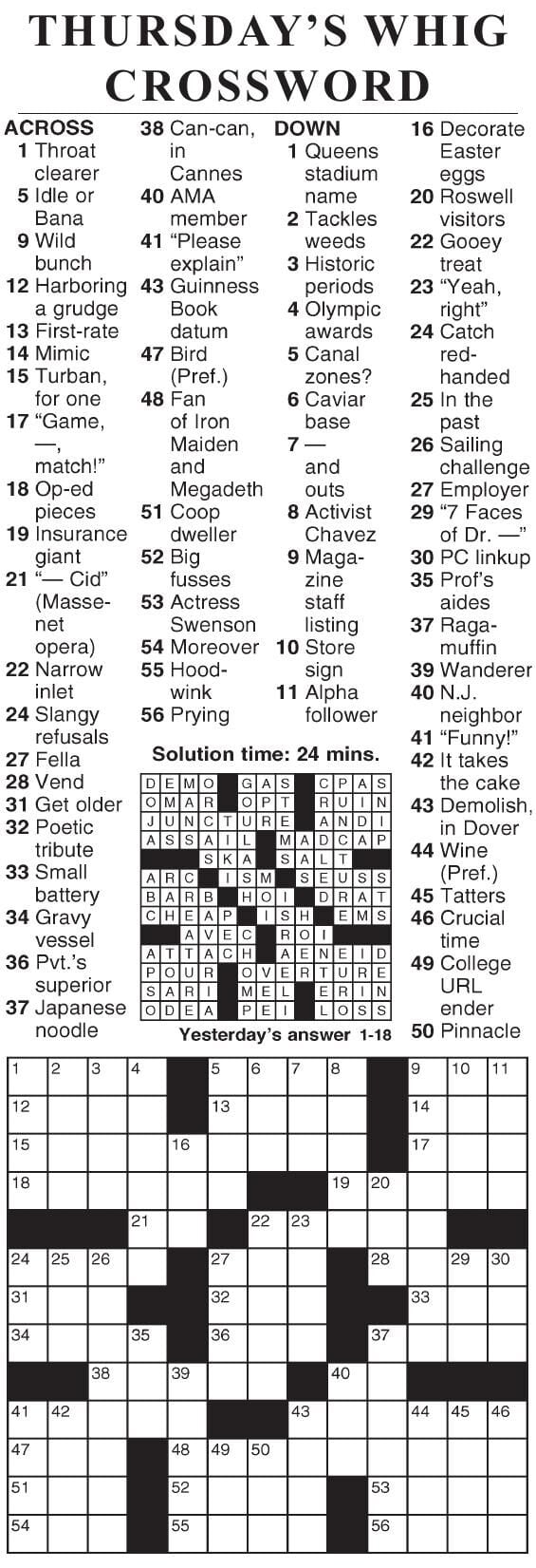 0118 crossword | Crosswords | cecildaily.com