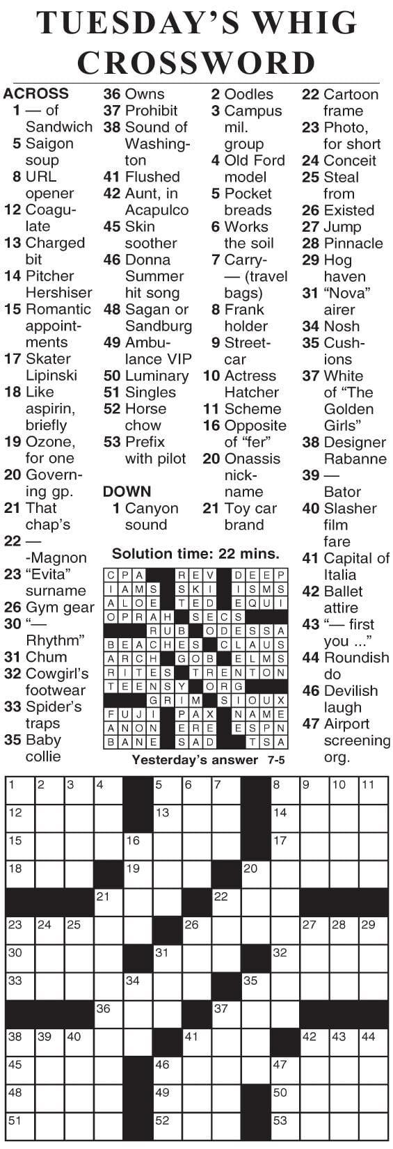 0705 crossword Crosswords cecildaily com