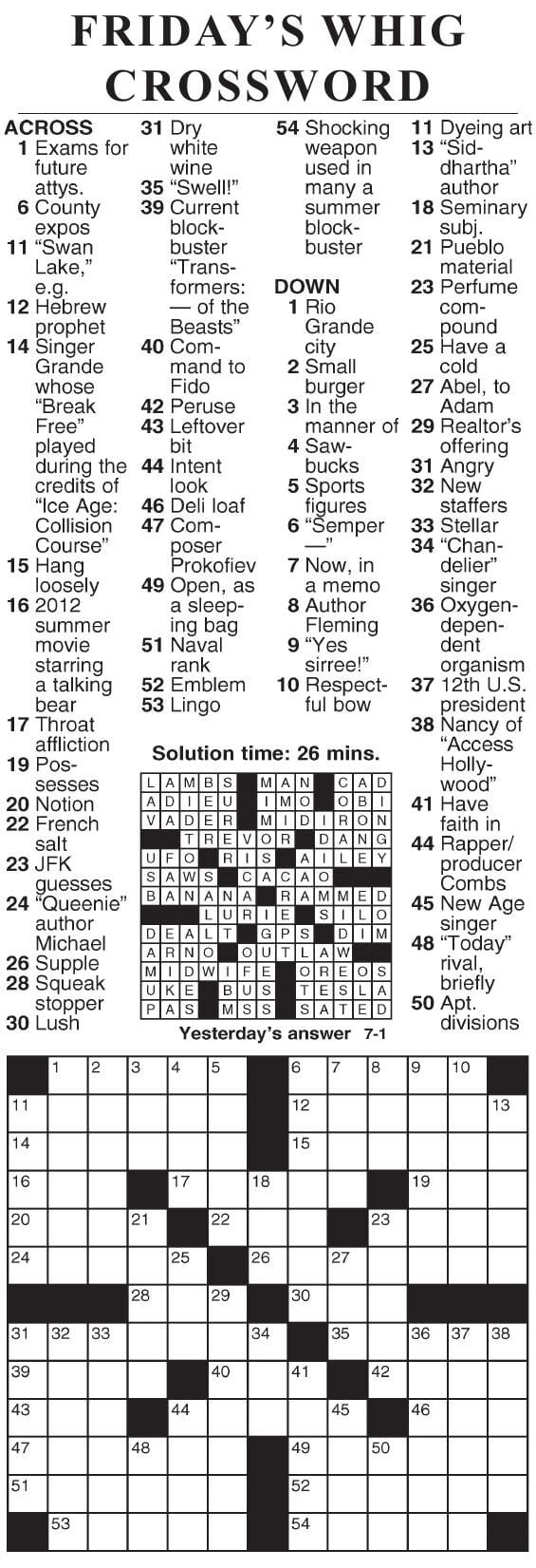 0701 crossword Crosswords cecildaily com