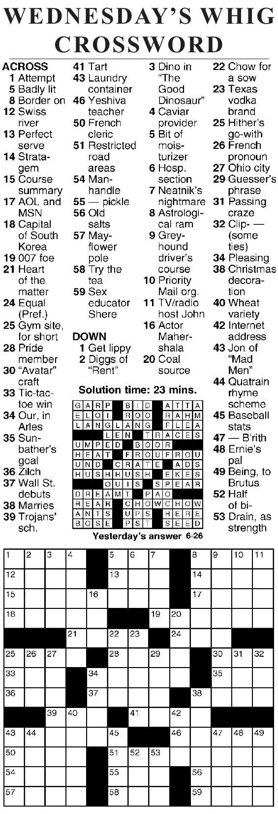 0626 crossword | Crosswords | cecildaily.com