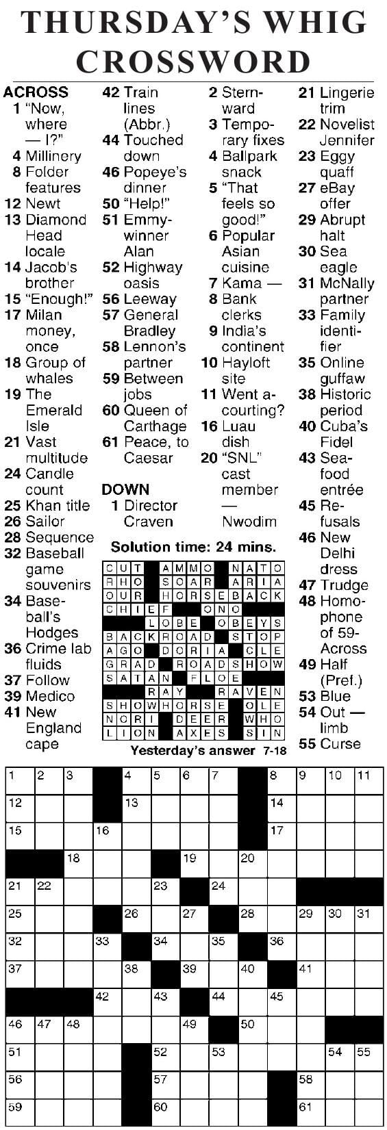 0718 crossword | Crosswords | cecildaily.com