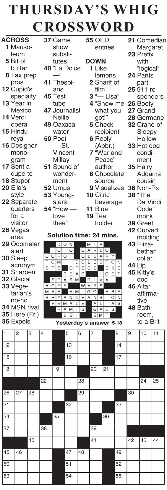 0518 crossword Crosswords cecildaily com
