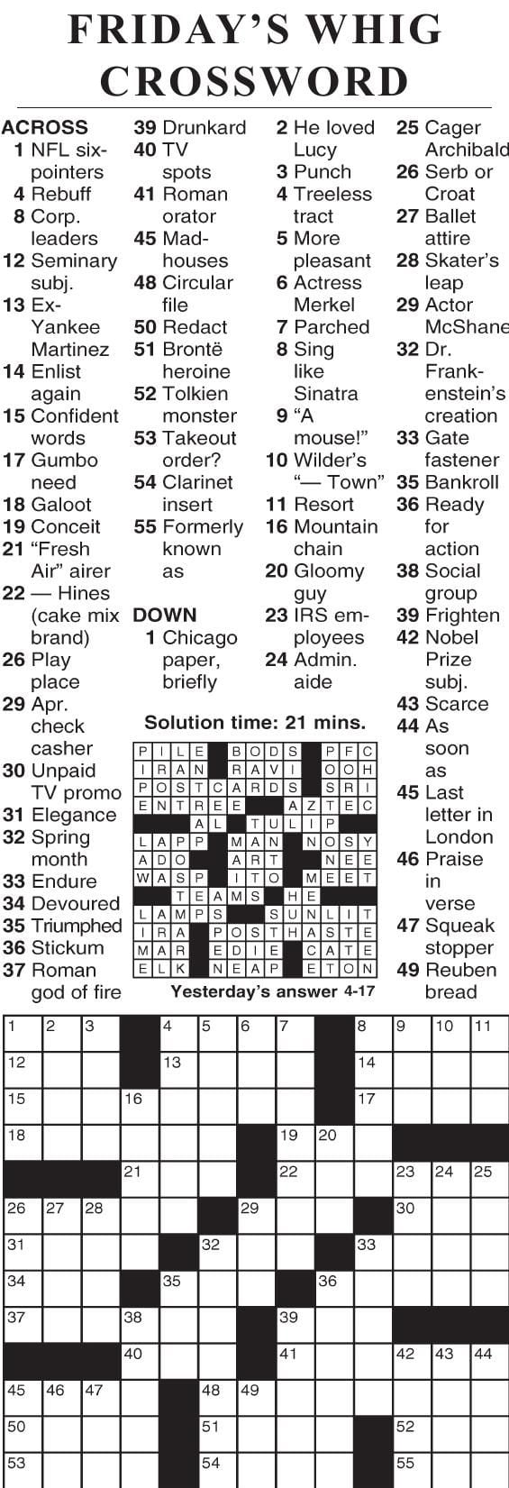 0417 crossword | Crosswords | cecildaily.com